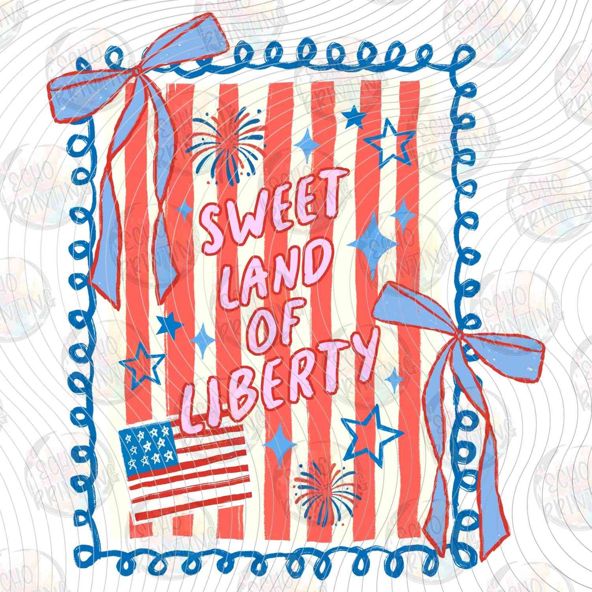 FOJG 790 - PATRIOTIC RECTANGLE WITH BOW AND STRIPES
