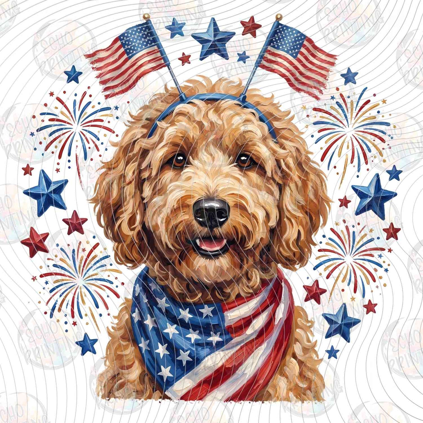 FOJG 802 - PATRIOTIC DOODLE DOG WITH SUNGLASSES
