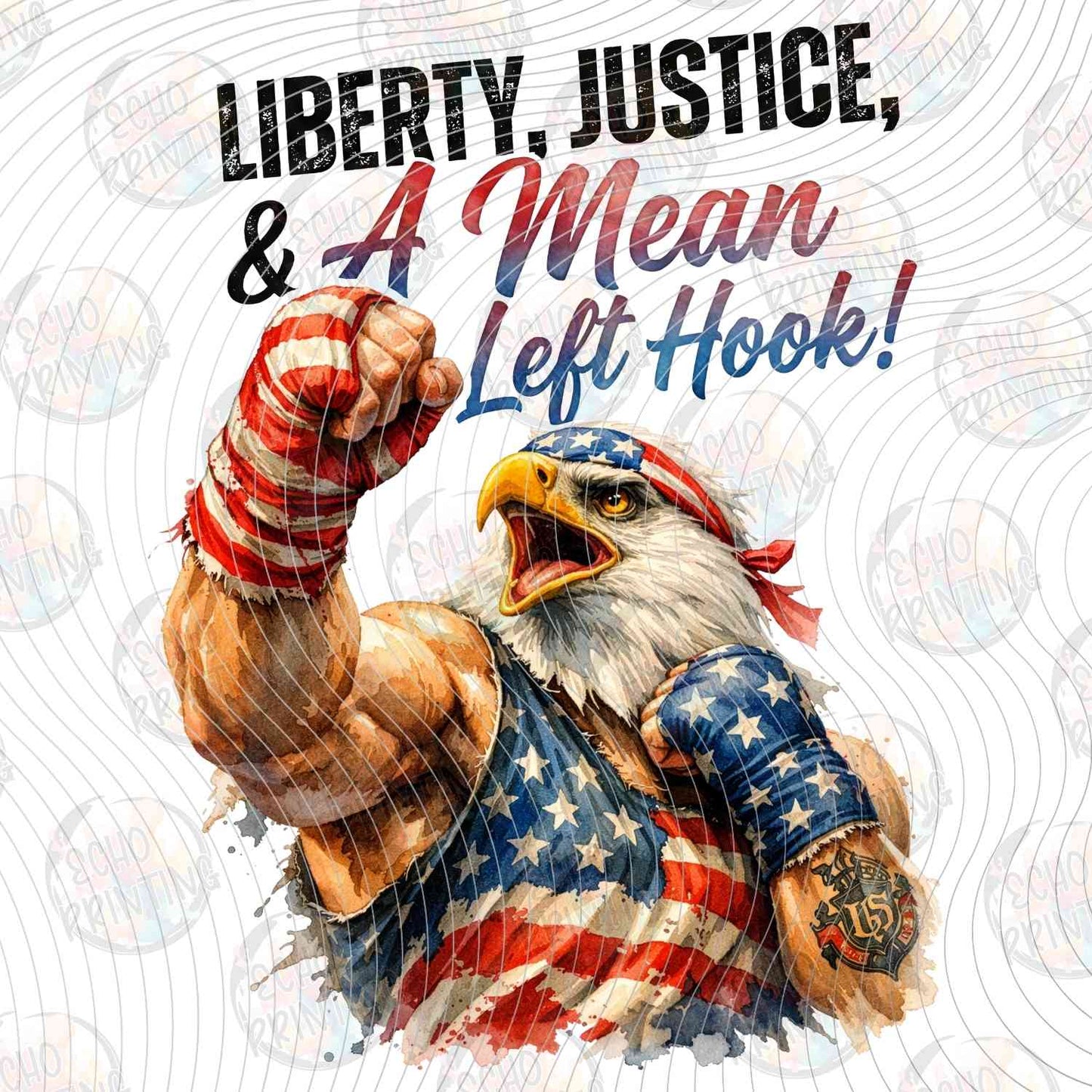 FOJG 824 - LIBERTY JUSTICE MEAN LEFT HOOK MUSCLE EAGLE