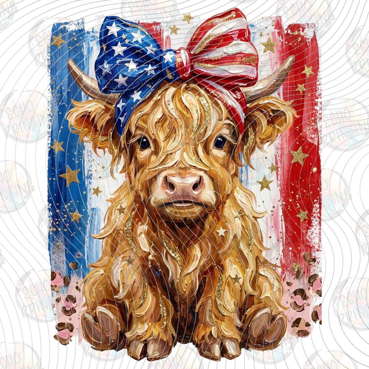 FOJG 888 - PATRIOTIC HIGHLAND COW