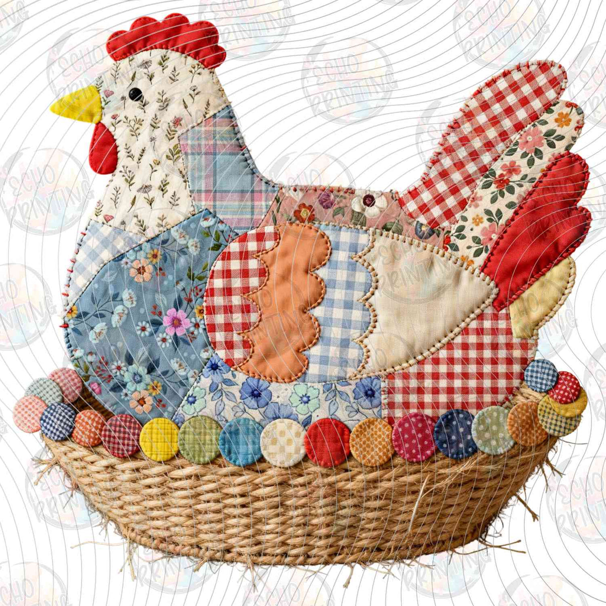 FRMG 147 - QUILTED HEN IN BASKET