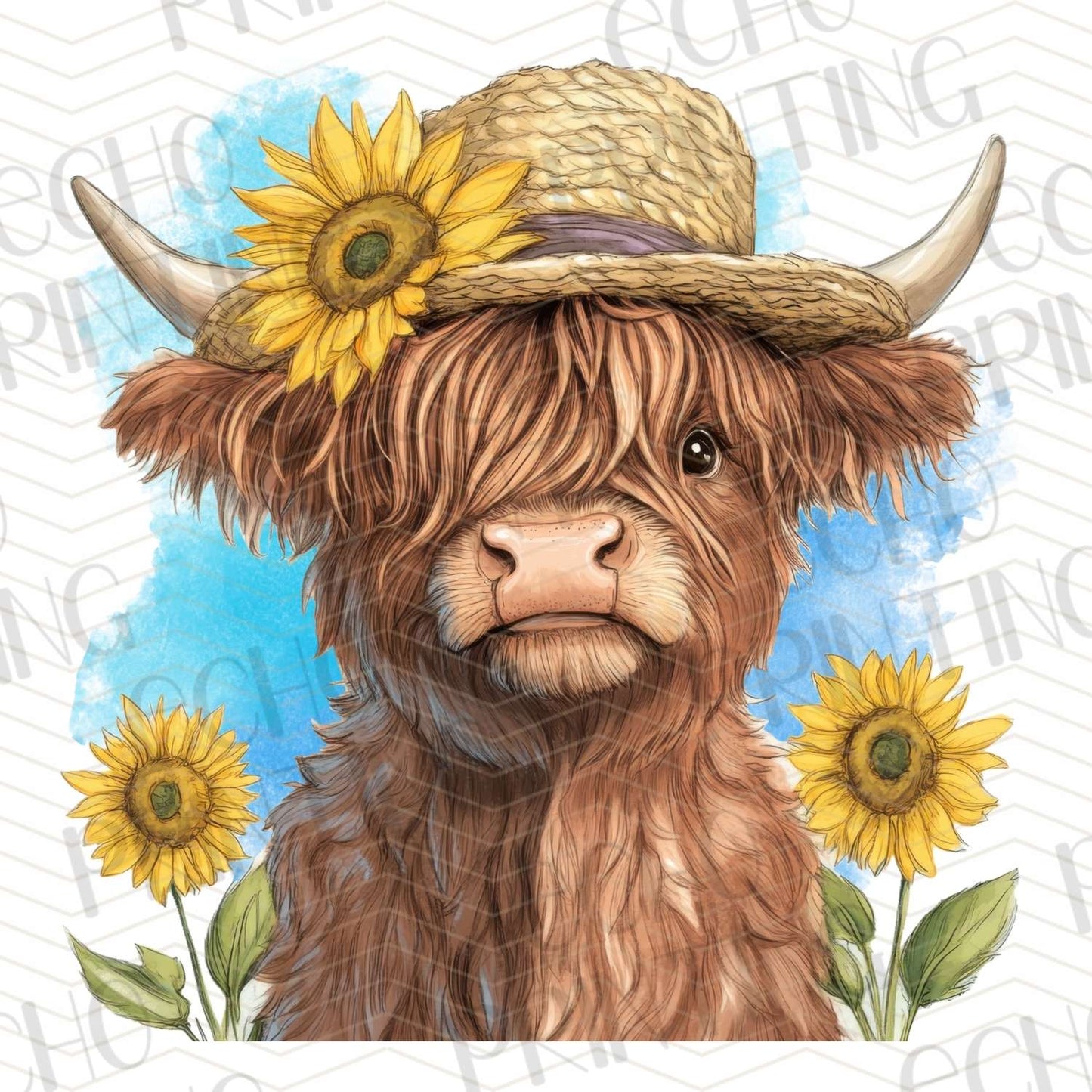 FRM 70 – COW WITH STRAW HAT AND SUNFLOWERS