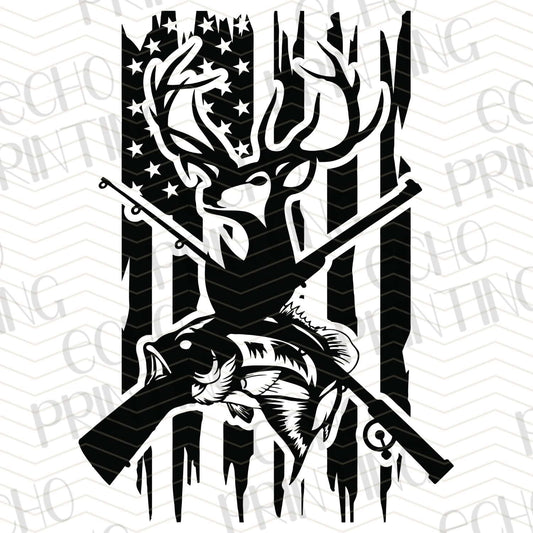 FSHT 240 – DEER SCENE IN TREE STRIPES