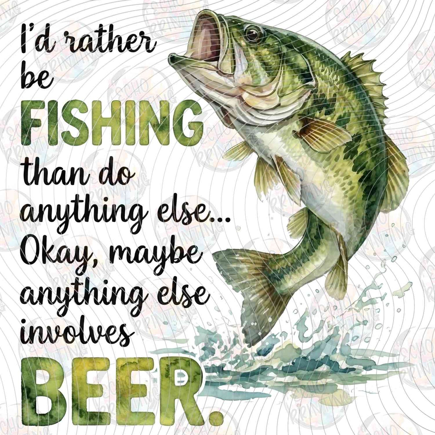 FSHT 323 - ID RATHER BE FISHING BASS FISH