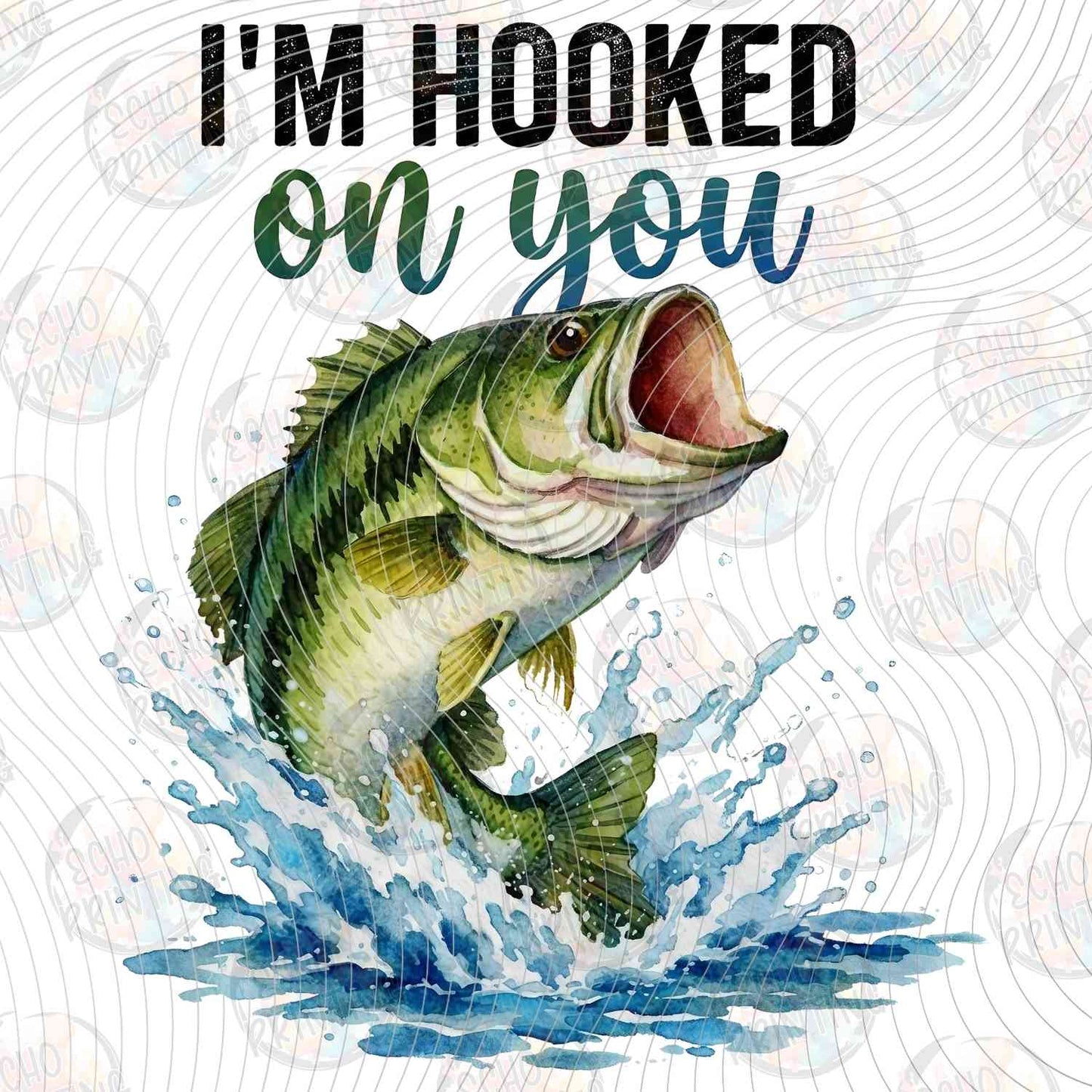 FSHT 335 - IM HOOKED ON YOU BASS FISH WATER SPLASH