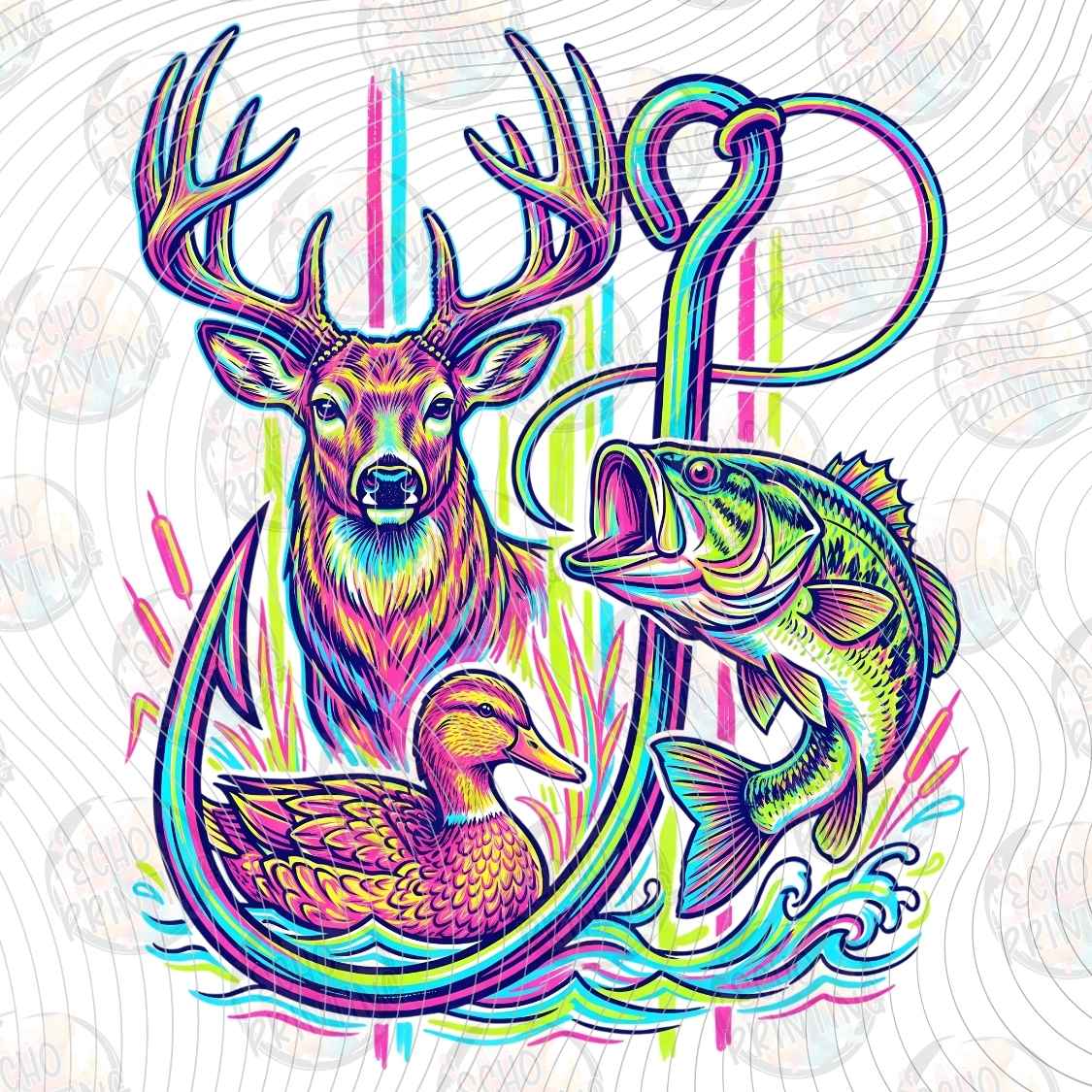 FSHT 346 - DEER AND FISH HOOK
