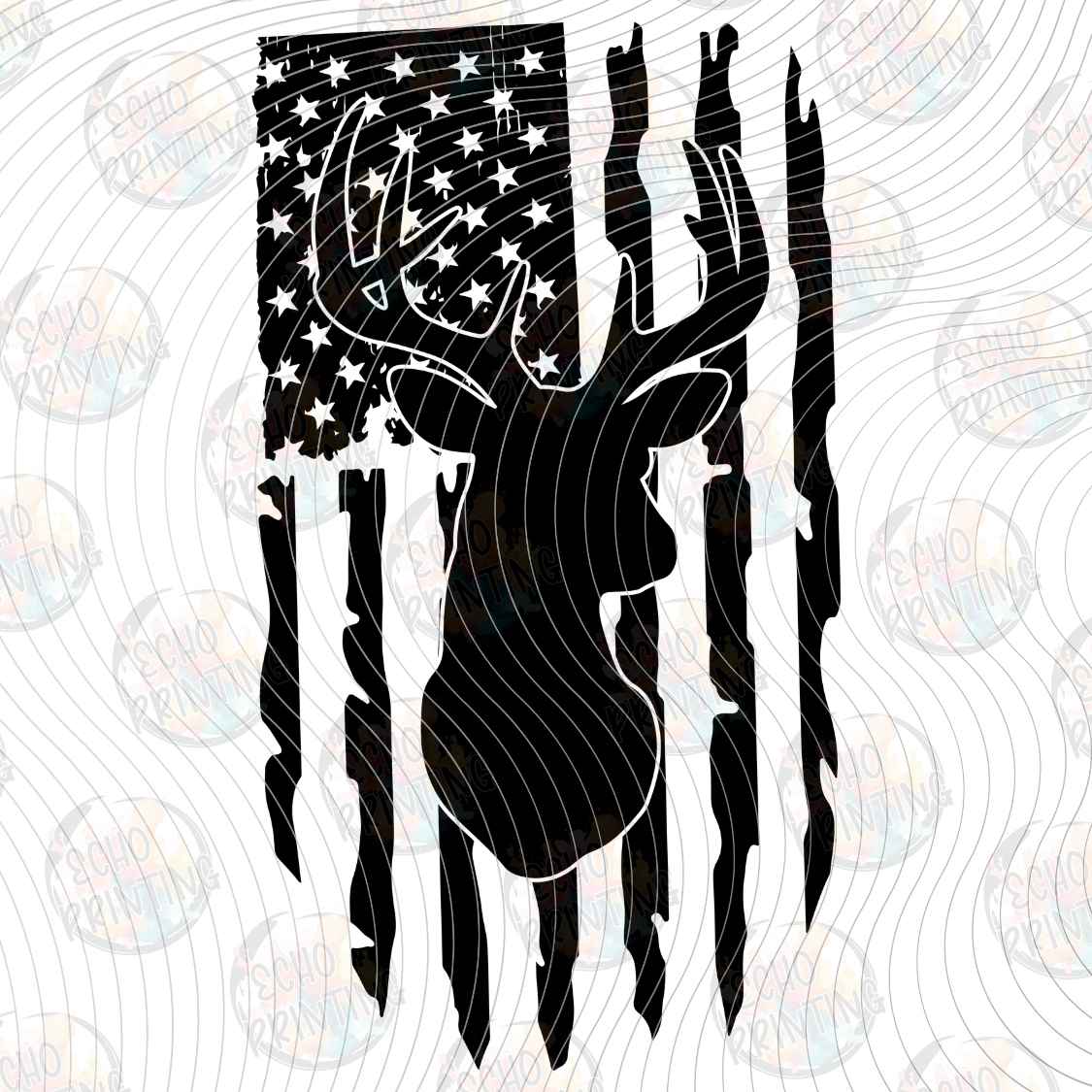 FSHT 485 - FLAG DEER HEAD