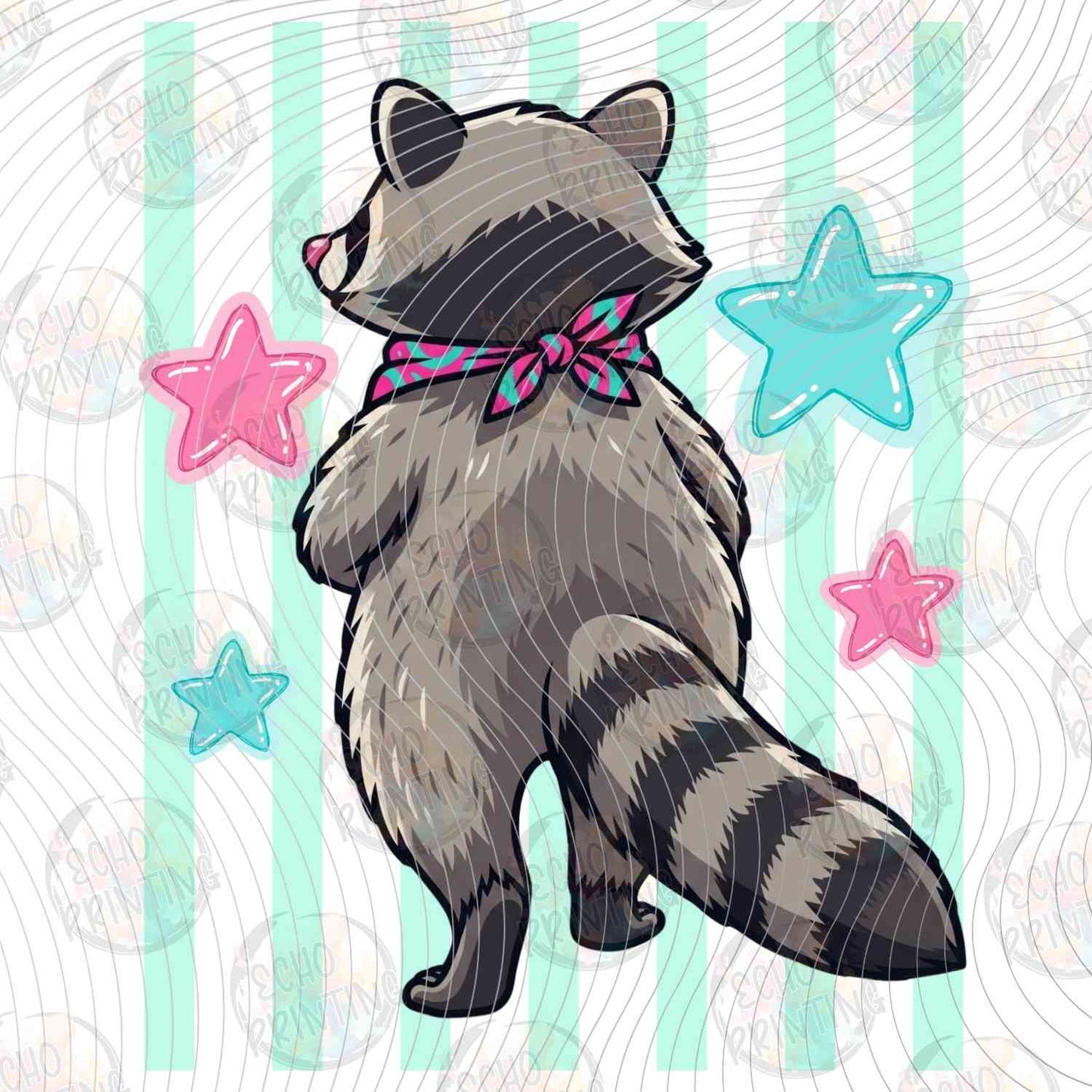 FSSG 771 - RACCOON WALKING AWAY PURPLE BOW