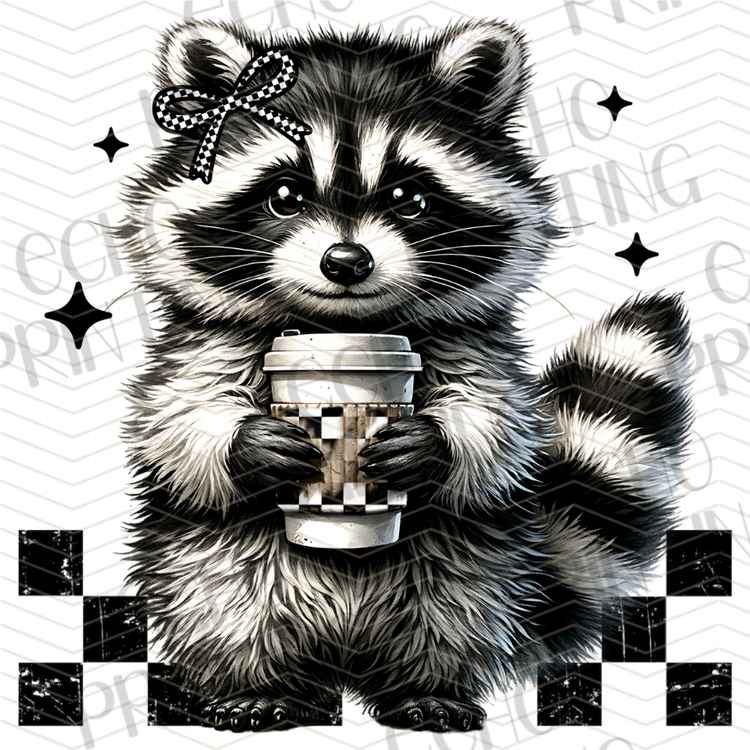 FSSG 973 - RACCOON COFFEE FUNNY CARTOON