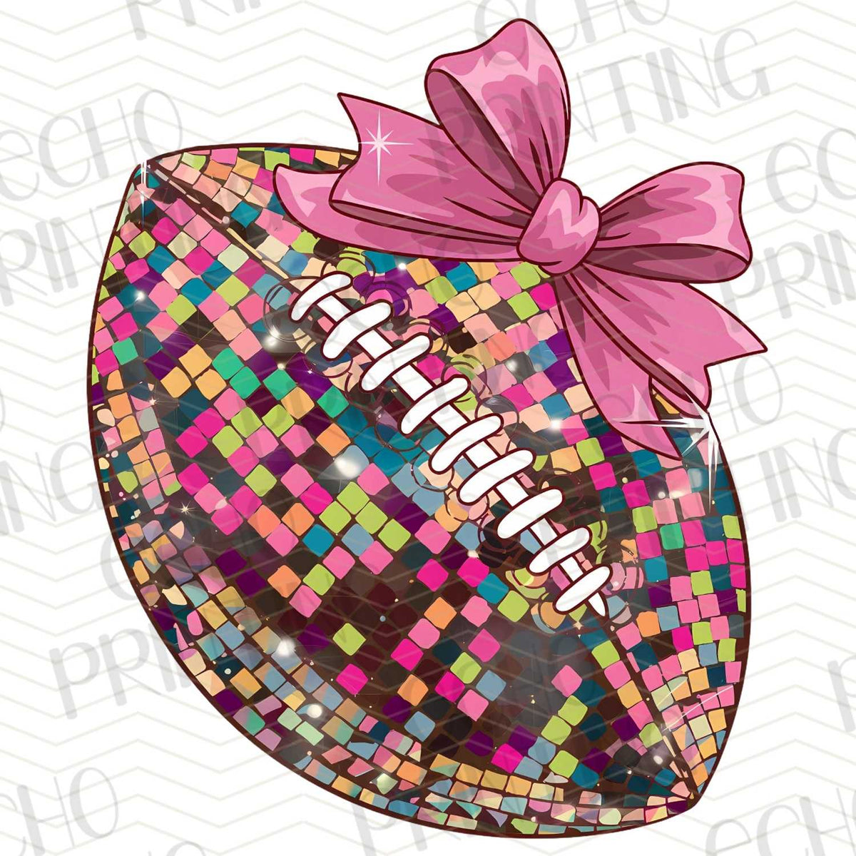 FTBG 33 - SPARKLY FOOTBALL WITH PINK BOW