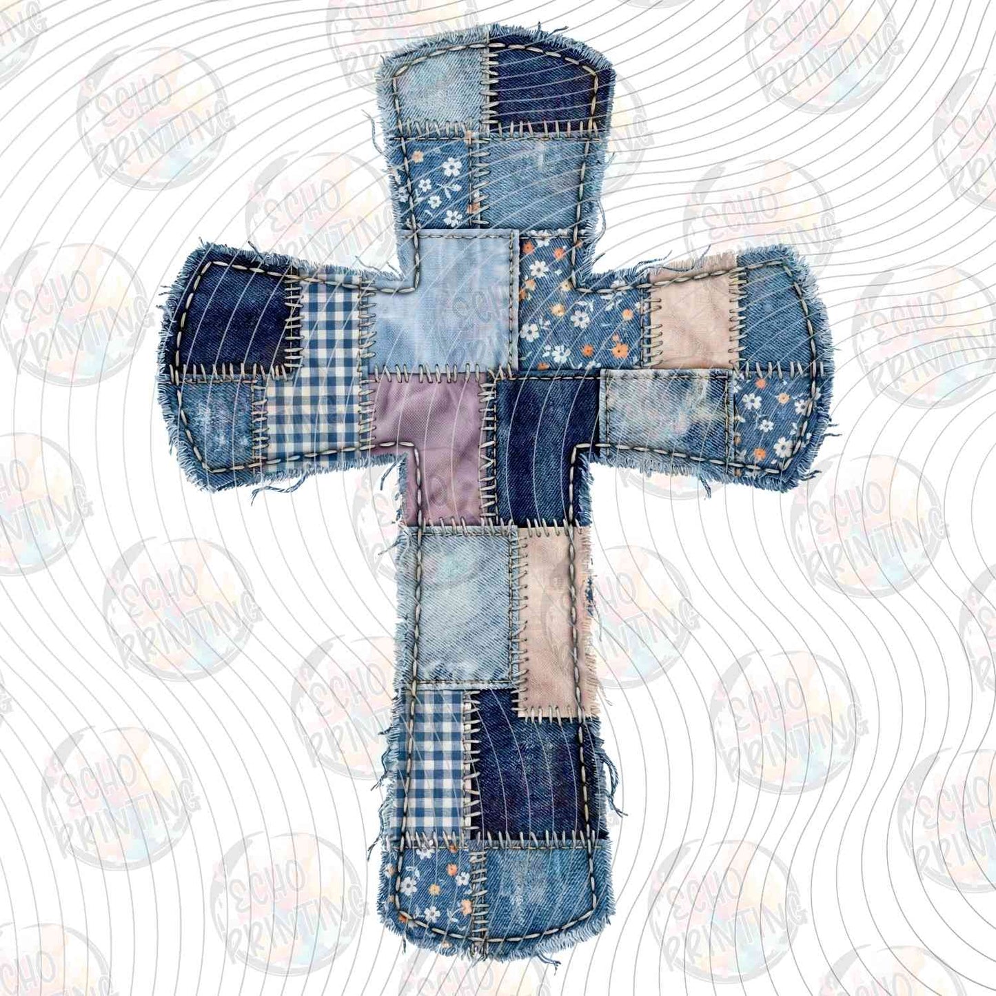 FTHG 1062 - BLUE QUILTED PATCHWORK CROSS