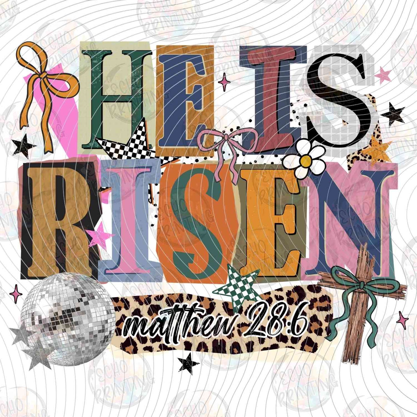 FTHG 1069 - HE IS RISEN FLORAL TEXT