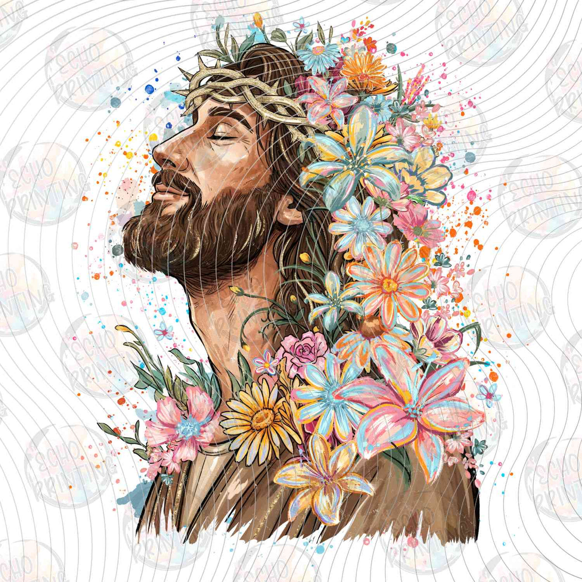 FTHG 1109 - JESUS WITH FLOWERS IN HAIR