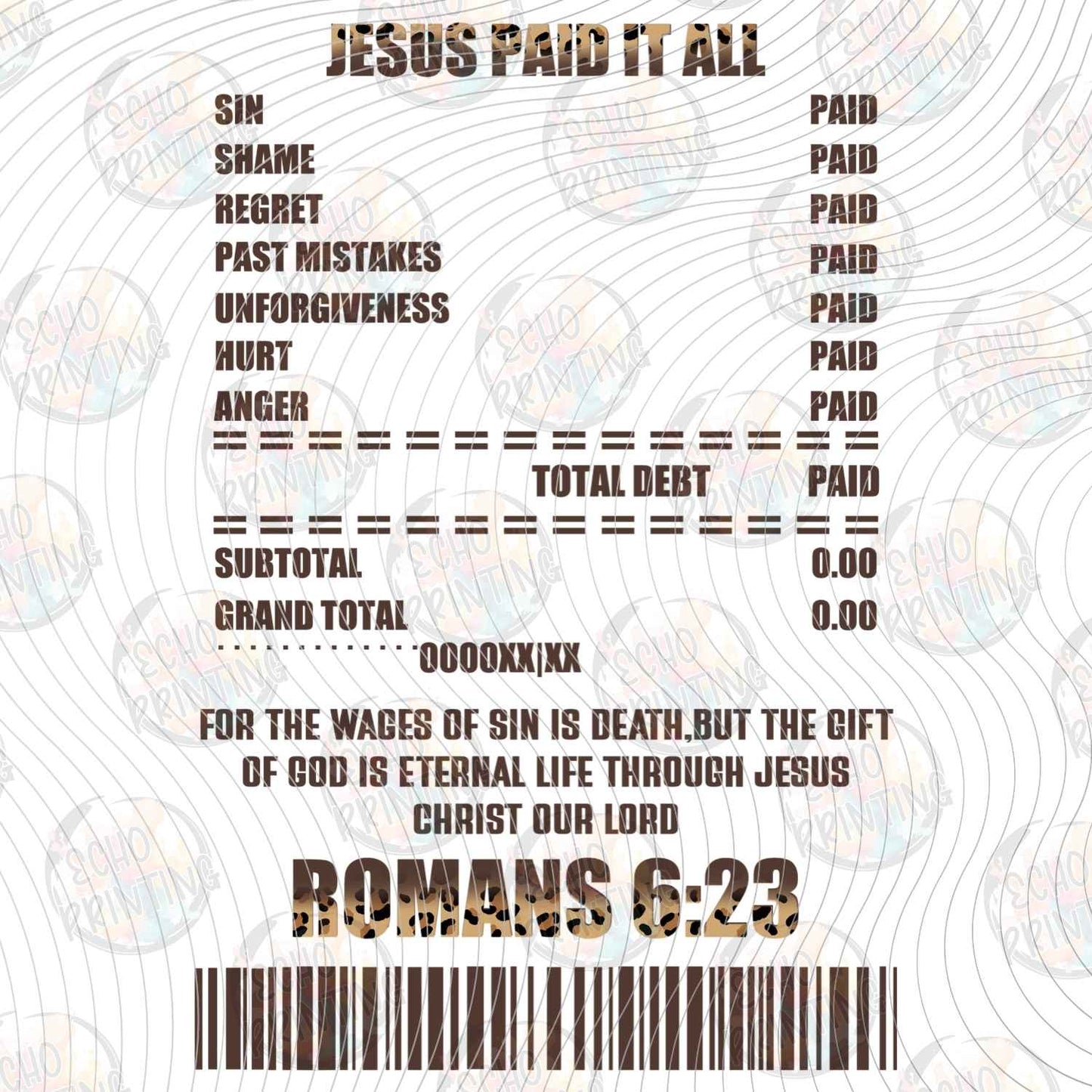 FTHG 1210 - JESUS PAID IT ALL RECEIPT