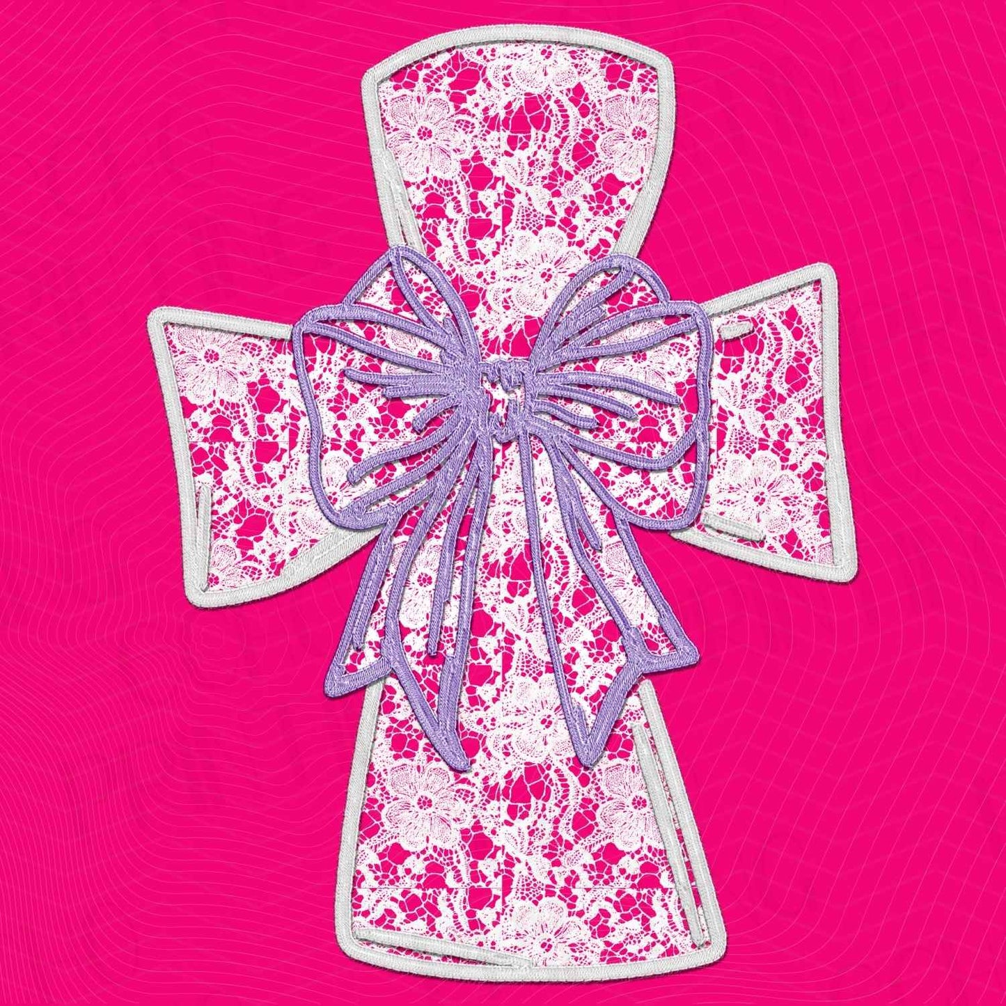 FTHG 28 – PINK TEXTURED CROSS – BOW & LAC