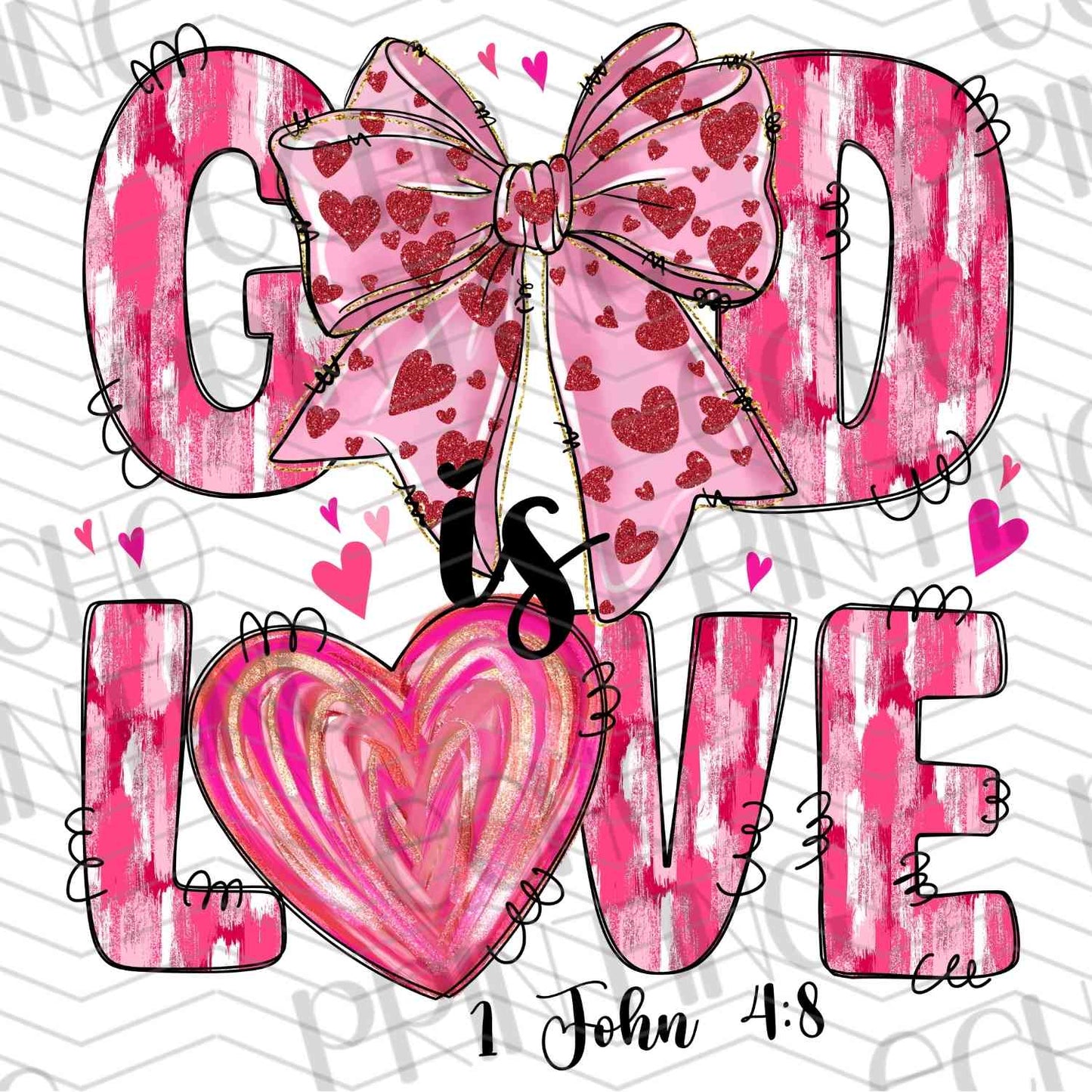 VLTG 530 - GOD IS LOVE PINK LEOPARD BOW