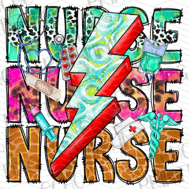 HLTCR 441 - NURSE LIGHTNING BOLT HEALTHCARE THEME