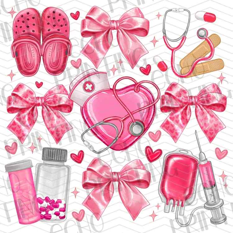 HLTCR 483 - PINK NURSE ACCESSORIES HEALTHCARE COLLAGE