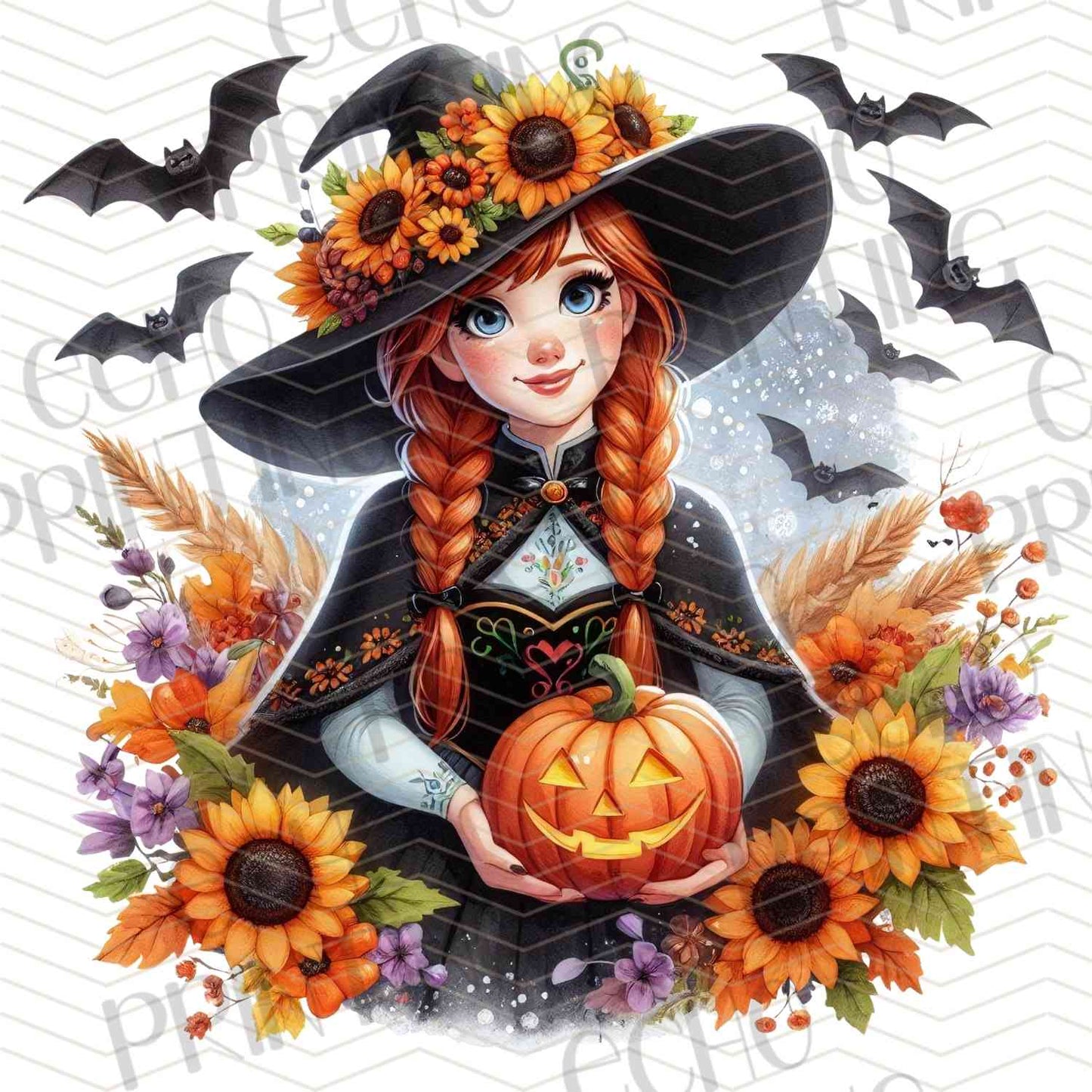 HLW 1090 – ORANGE WITCH GIRL WITH SUNFLOWERS