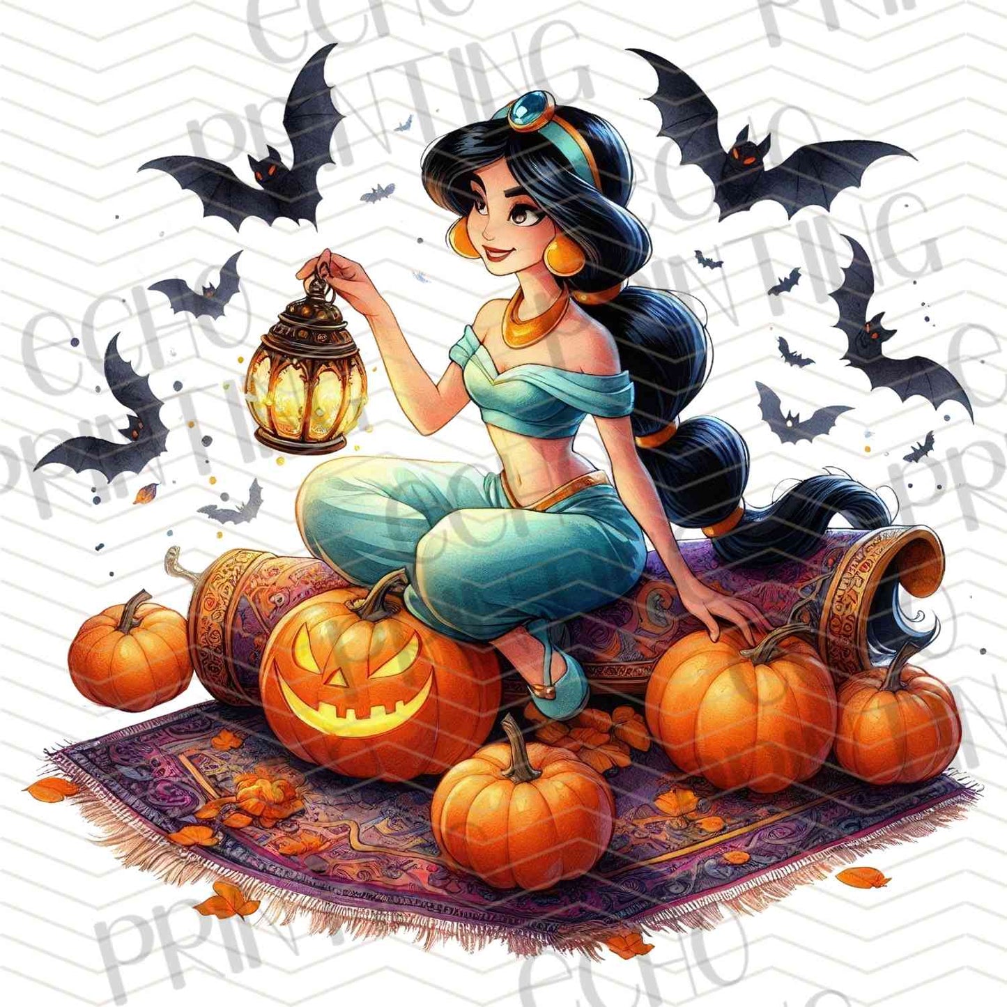 HLW 1094 – FAIRYTALE GIRL WITH BLACK HAT AND PUMPKINS