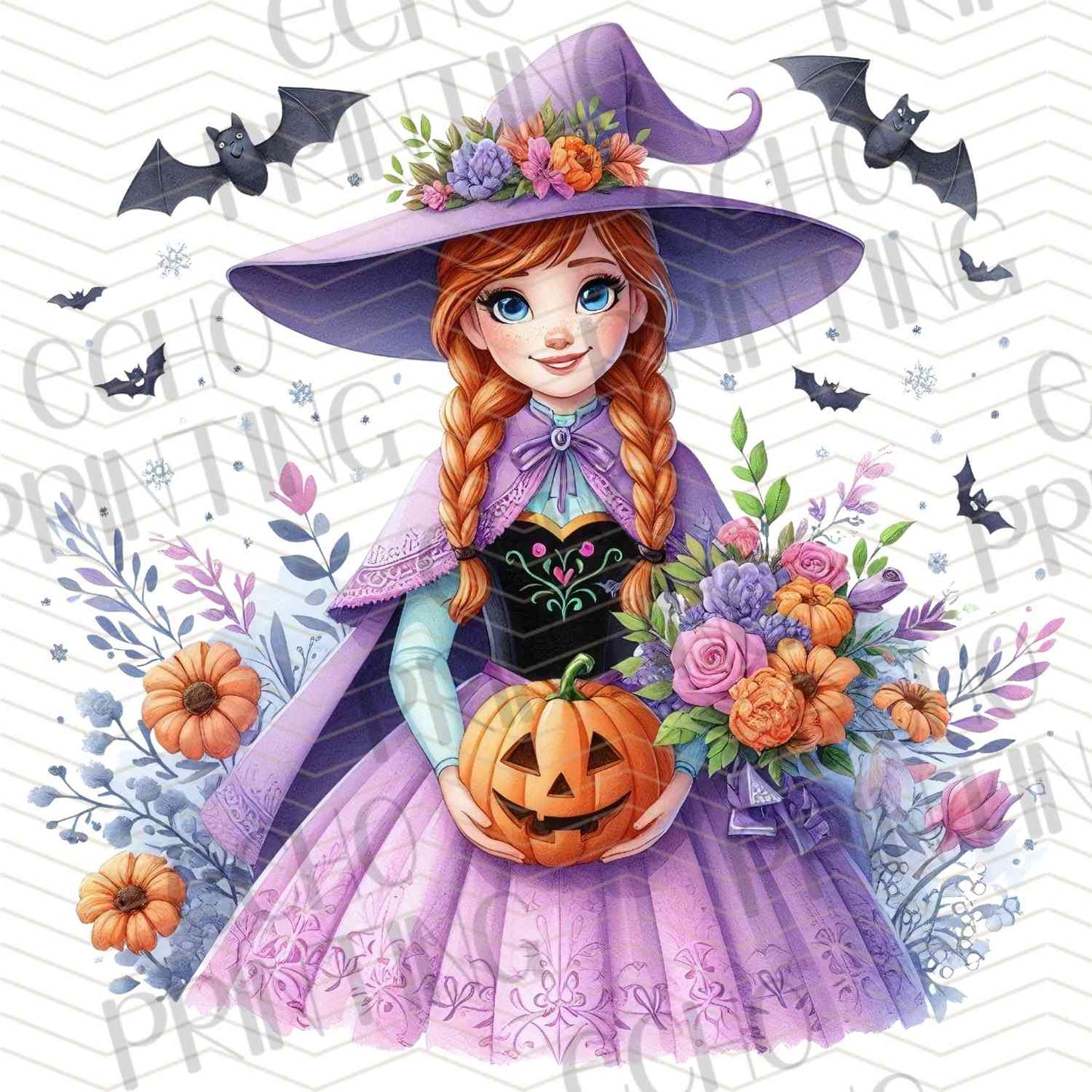 HLW 1096 – PURPLE DRESS GIRL WITH BATS