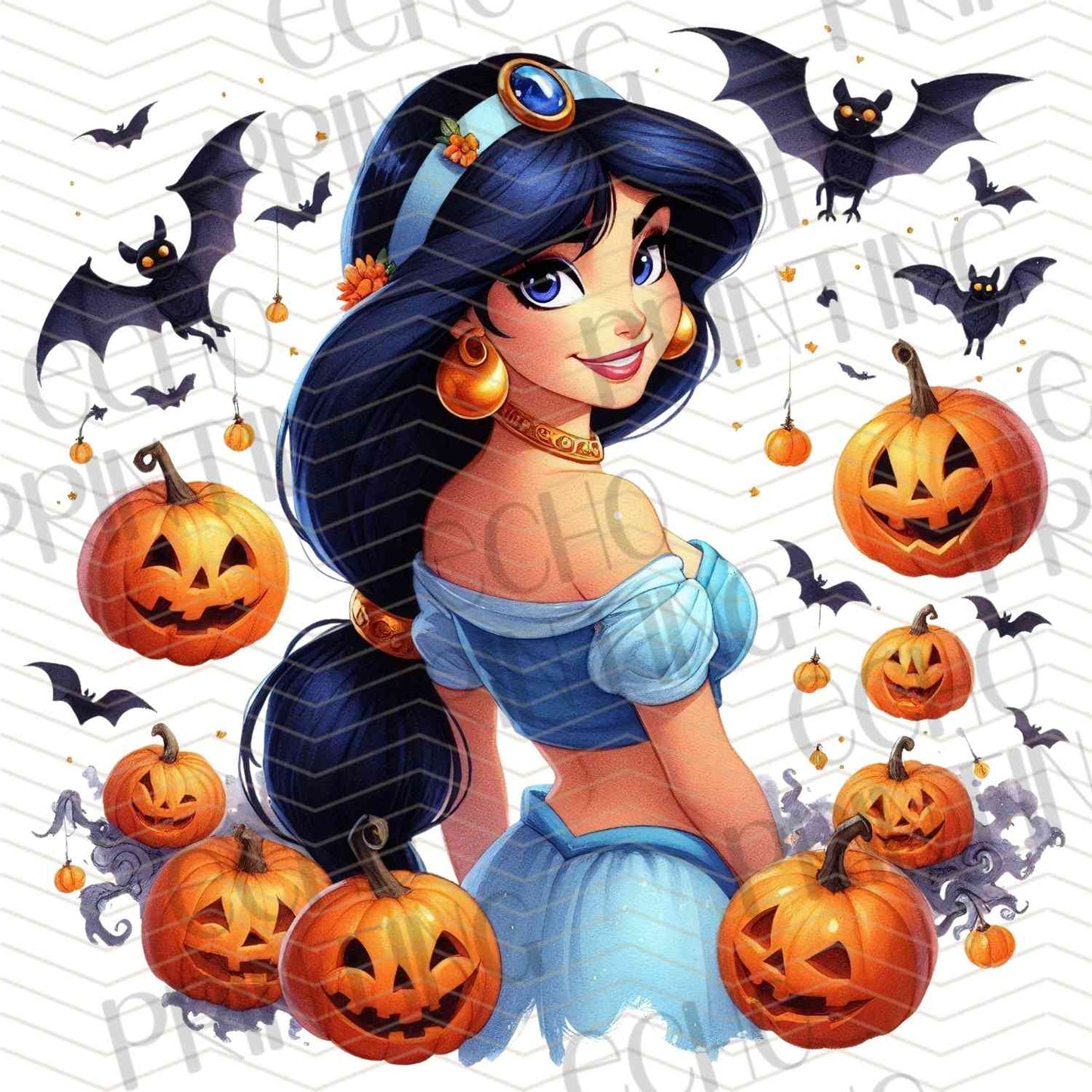 HLW 1105 – BLUE DRESS FAIRYTALE GIRL WITH JACK O’LANTERNS