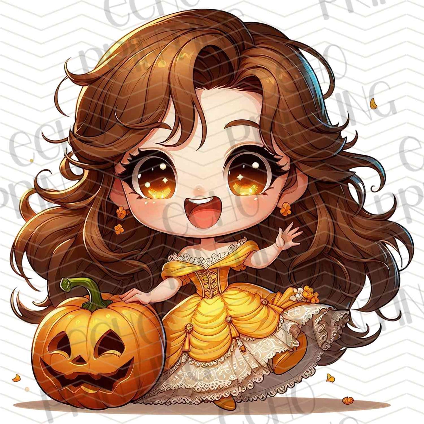 HLW 1109 – FAIRYTALE GIRL WITH CURLY HAIR AND PUMPKIN