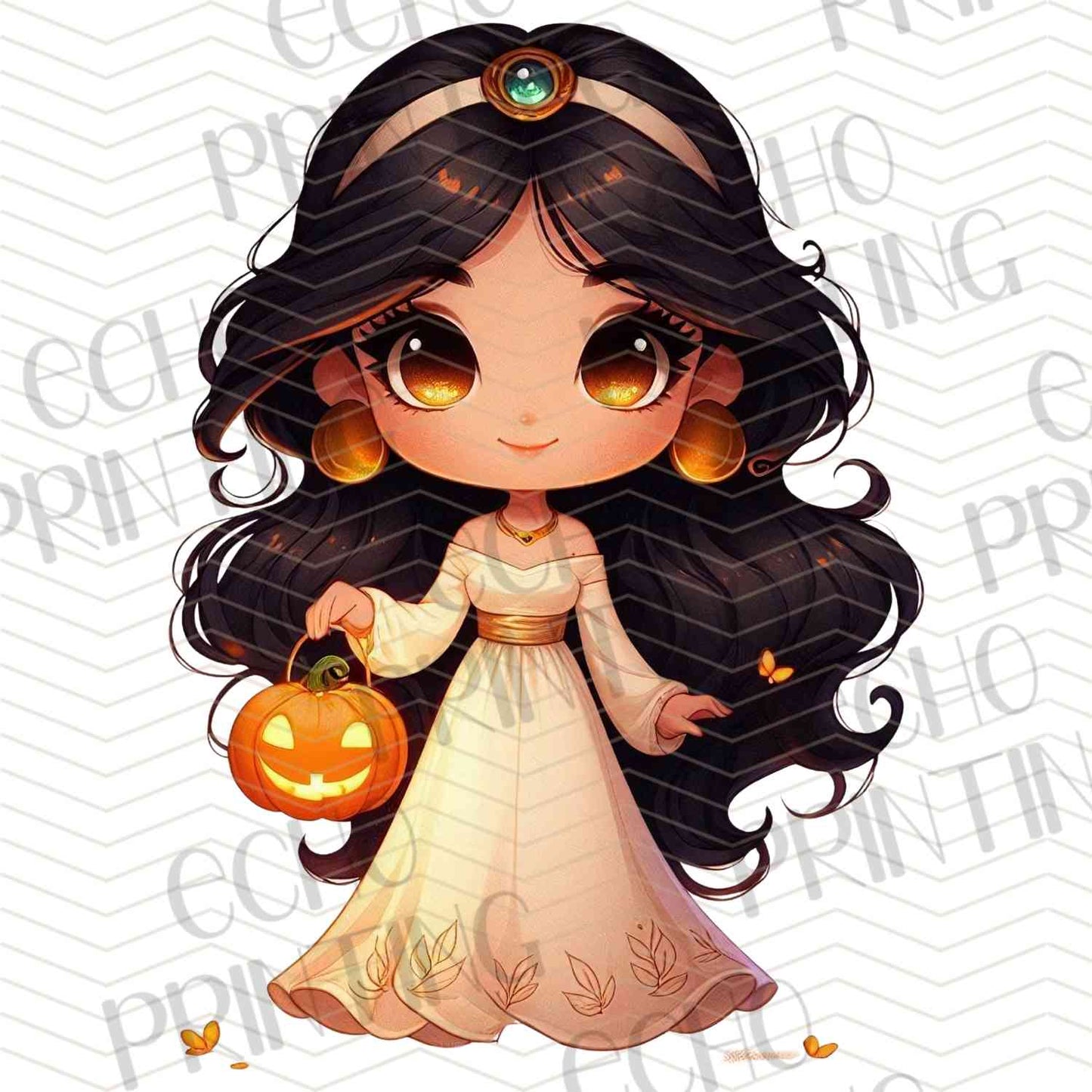 HLW 1118 – FAIRYTALE GIRL WITH LONG DARK HAIR AND PUMPKIN