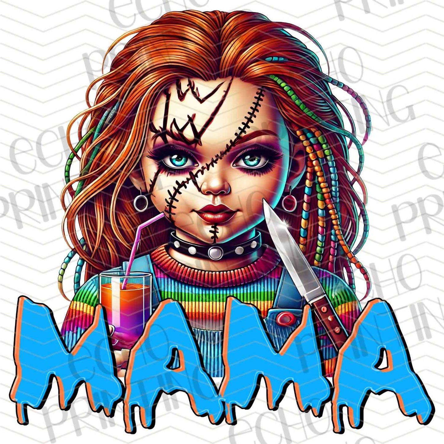HLW 1152 - HORROR DOLL FACE WITH MAMA TEXT