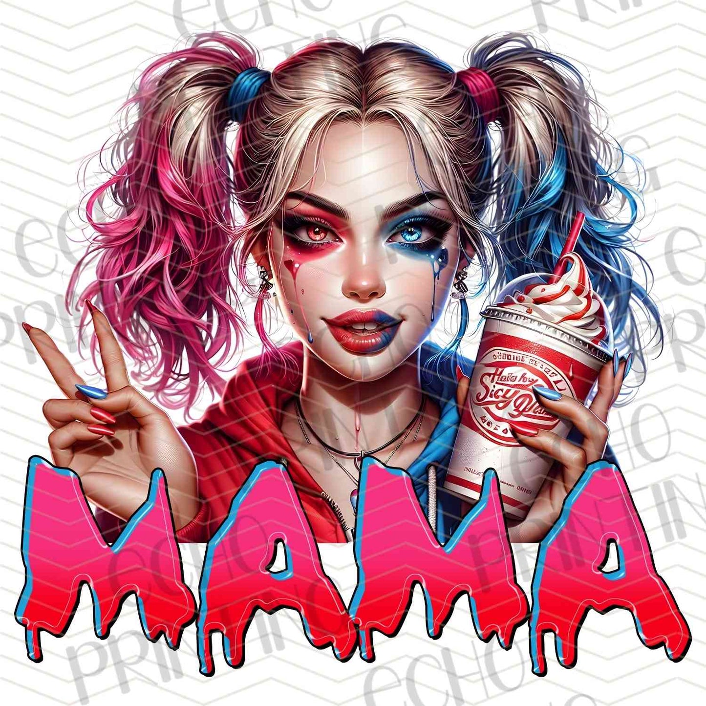 HLW 1153 – SPLIT HAIR COLOR GIRL WITH MAMA TEXT