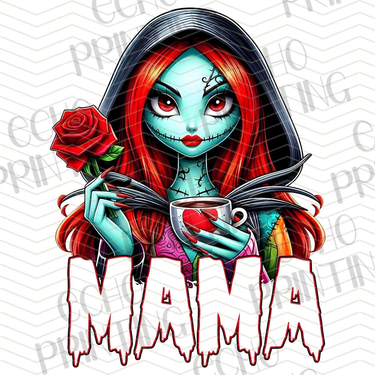 HLW 1167 – RED HAIR GIRL WITH MAMA TEXT