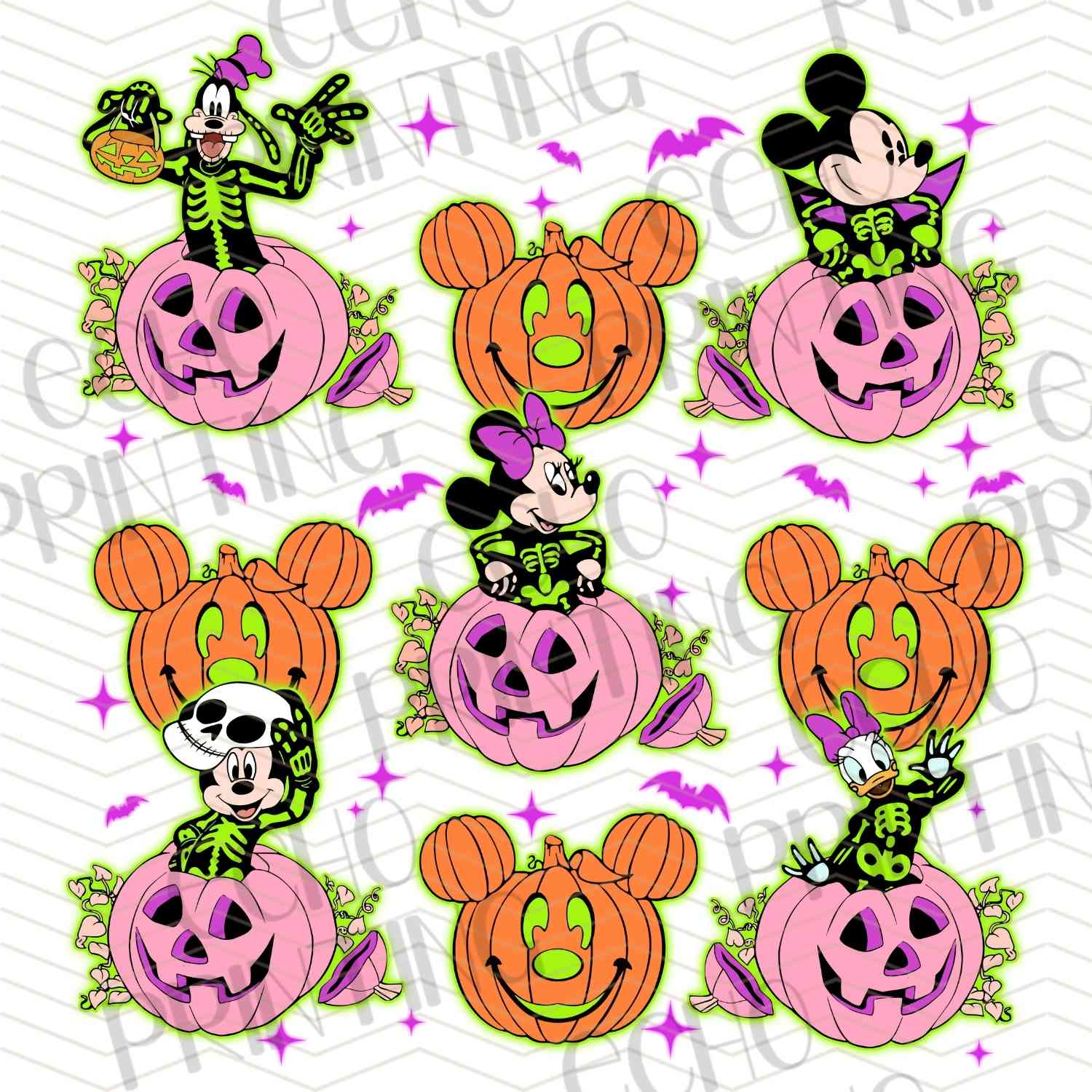 HLW 1228 – HALLOWEEN PUMPKIN CHARACTERS PATTERN – ECHO PRINTING