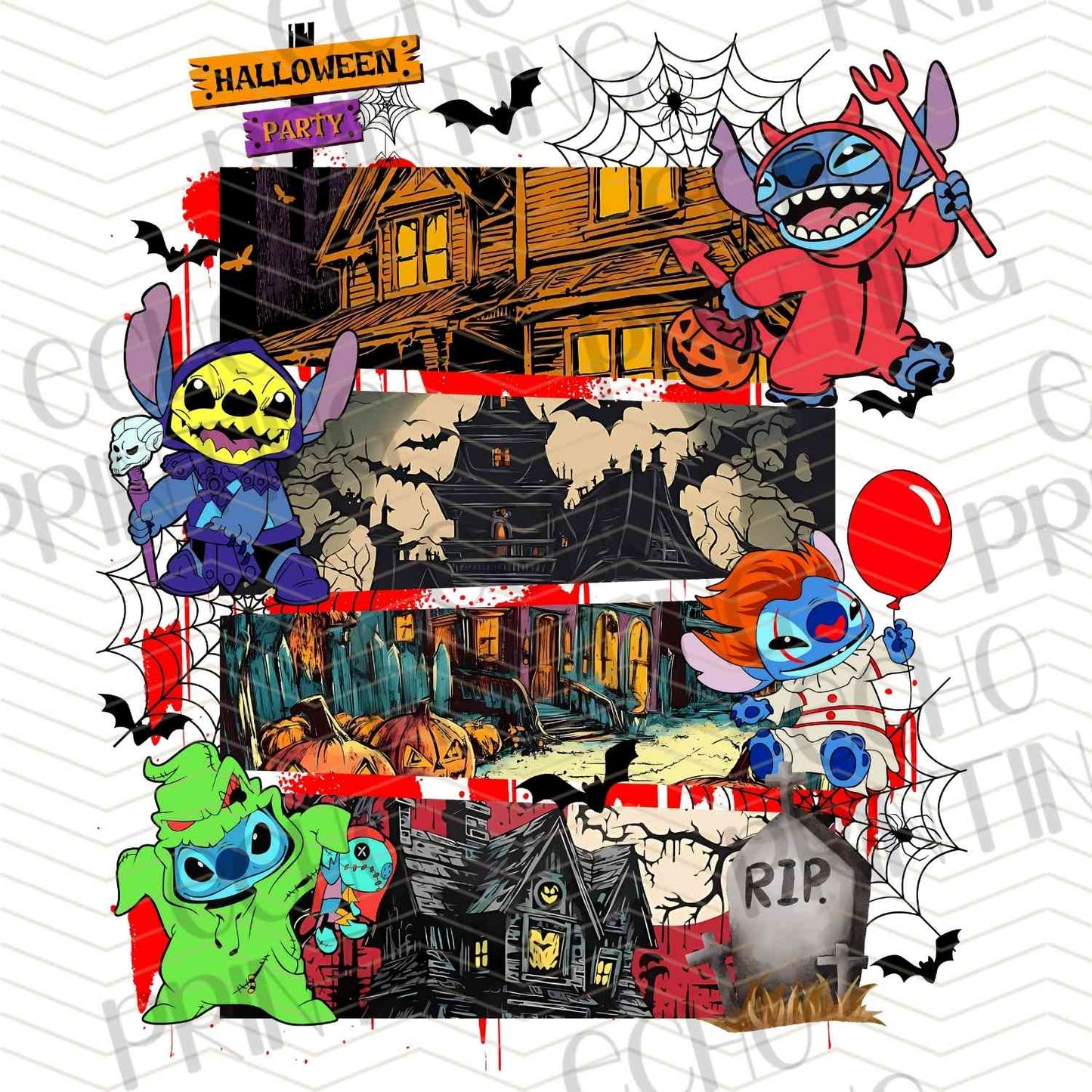 HLW 1241 – HAUNTED HOUSE HALLOWEEN CARTOON SCENE