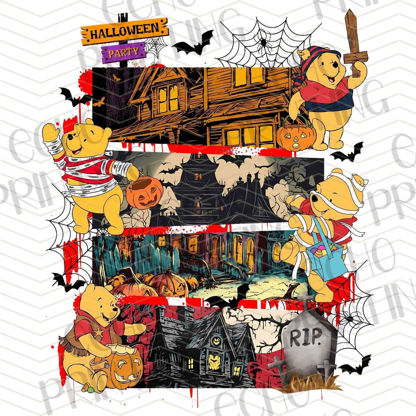 HLW 1243 – COLORFUL HALLOWEEN HAUNTED HOUSE COLLAGE