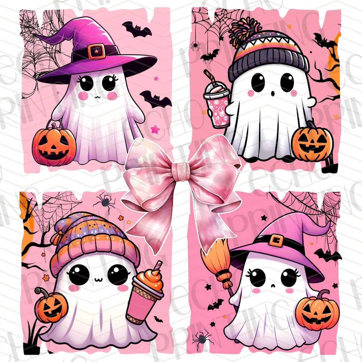 HLW 127 - CUTE GHOSTS IN PINK WITH PUMPKINS