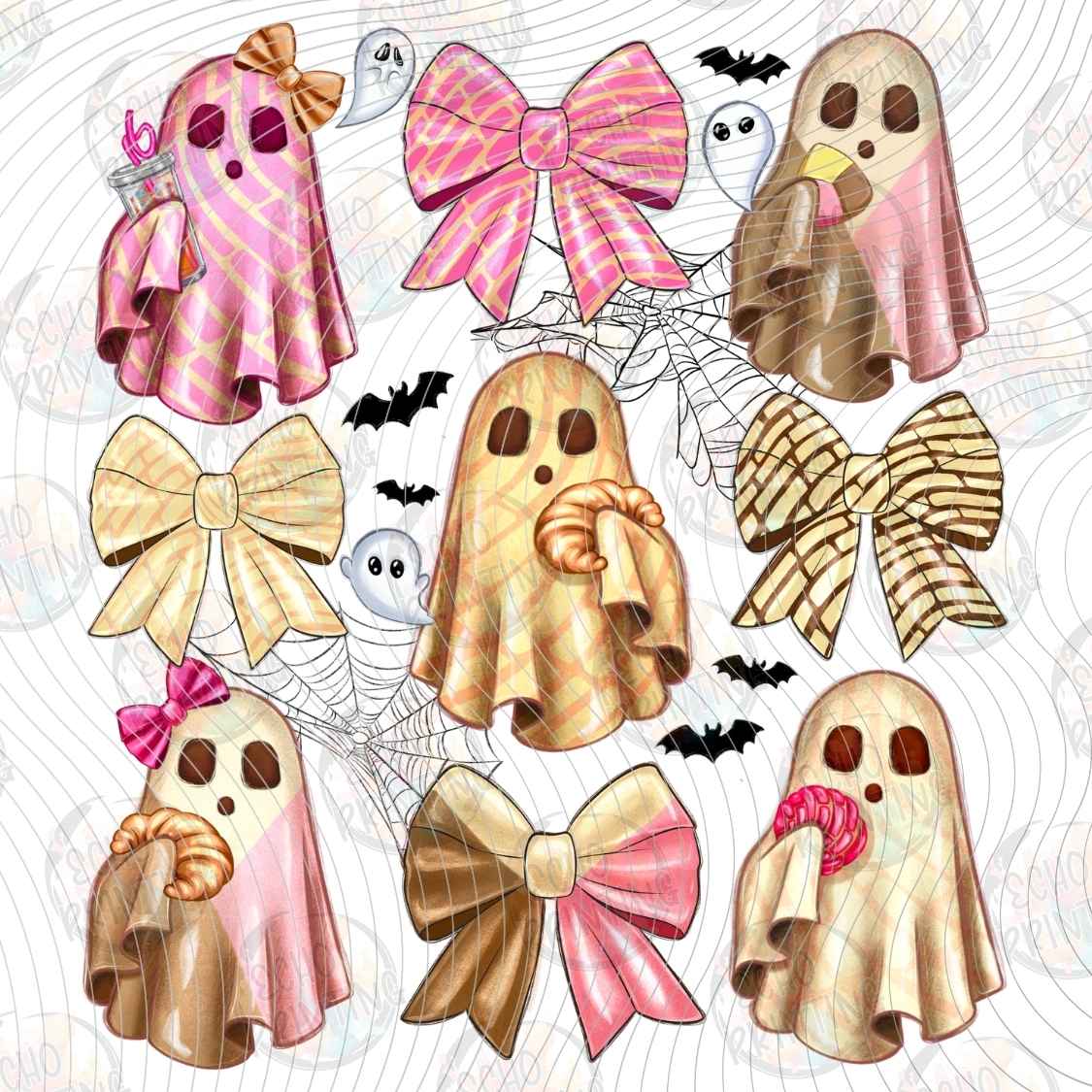 HLW 1535 - PASTEL HALLOWEEN GHOST BOWS