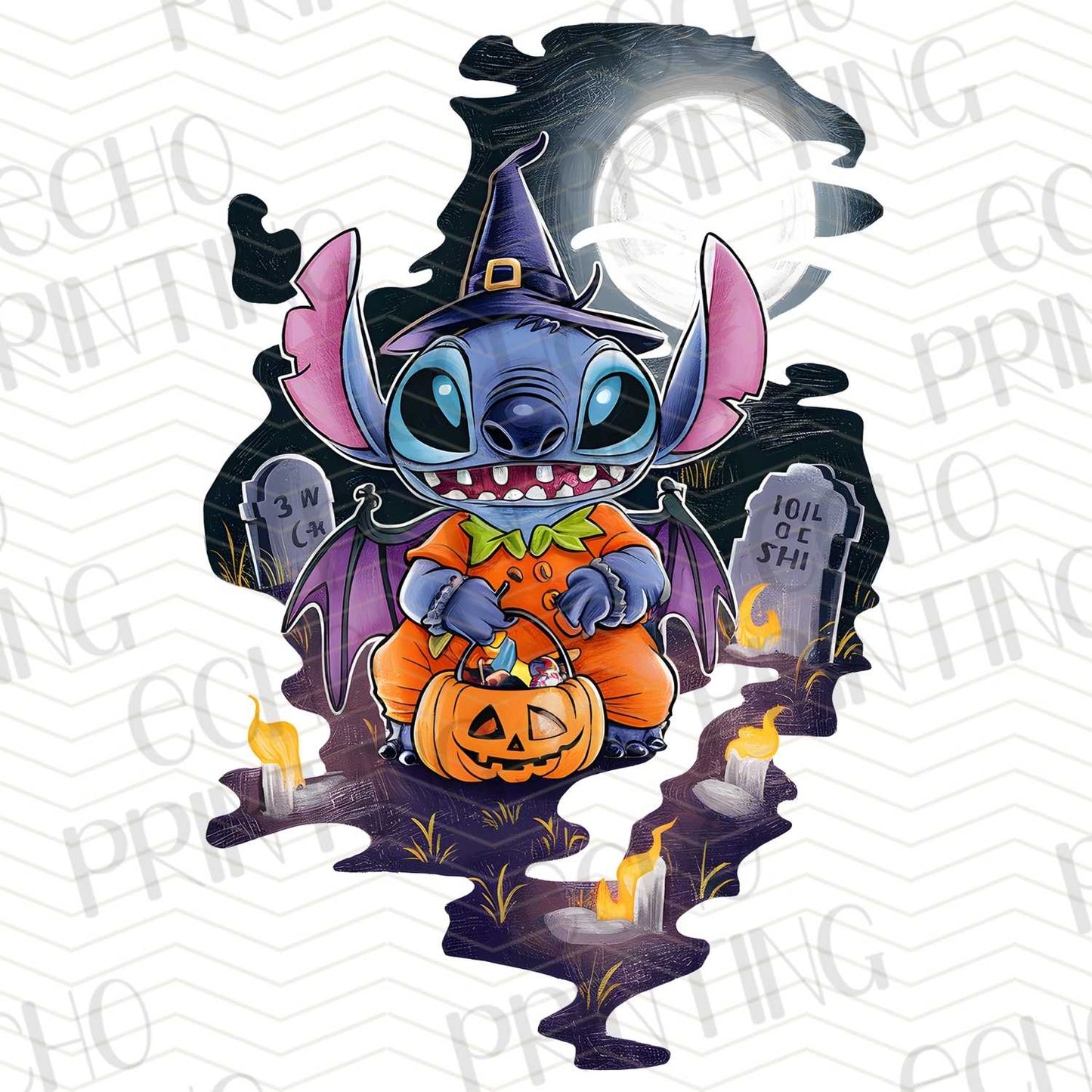 HLW 160 - HALLOWEEN NIGHT BLUE ALIEN DESIGN WITH FULL MOON