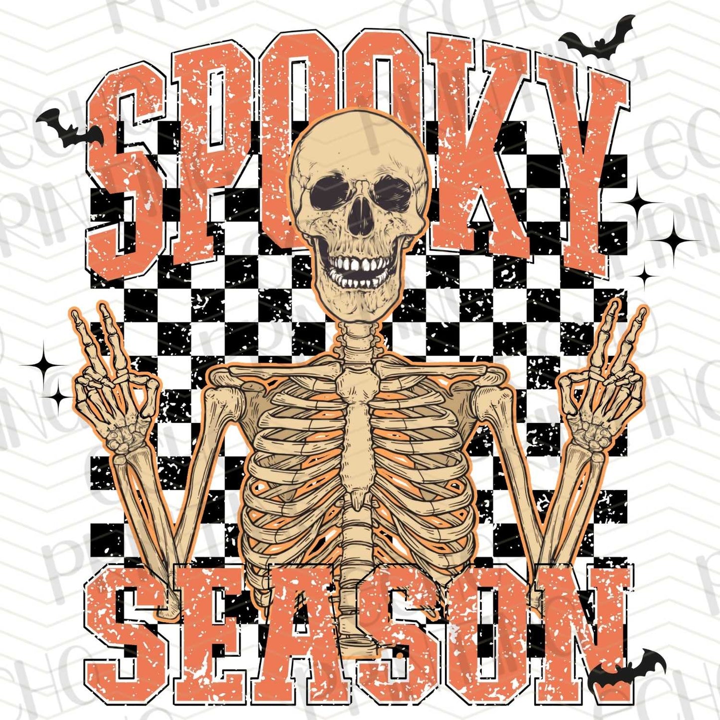HLW 168 - ORANGE SKELETON “SPOOKY SEASON” CHECKERED