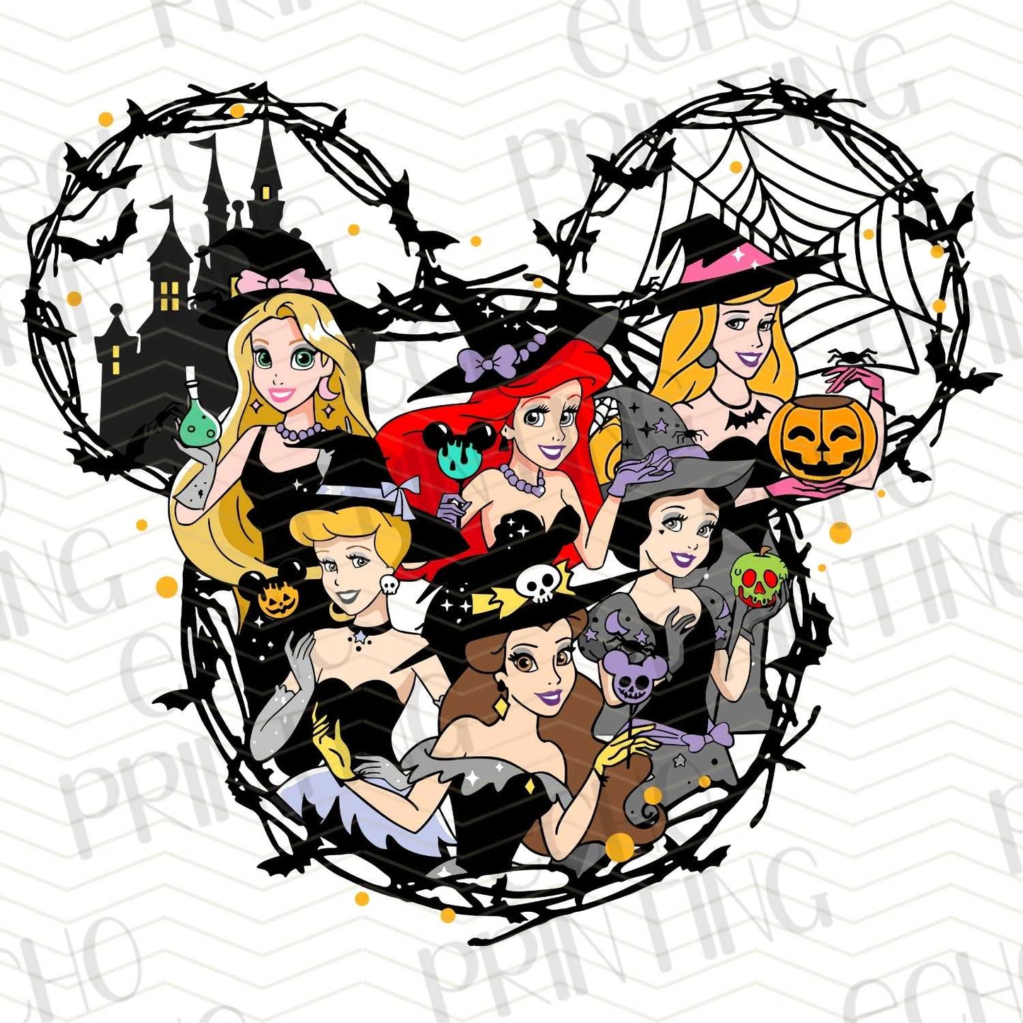 HLW 177 - FAIRYTALE PRINCESS VILLAINS IN BAT SHAPED FRAME