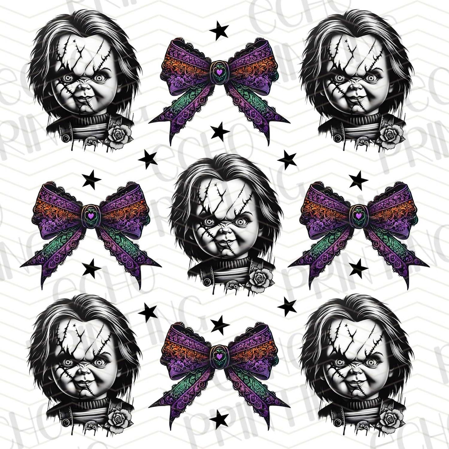 HLW 187 - CK HEADS WITH SPARKLY BOWS PATTERN