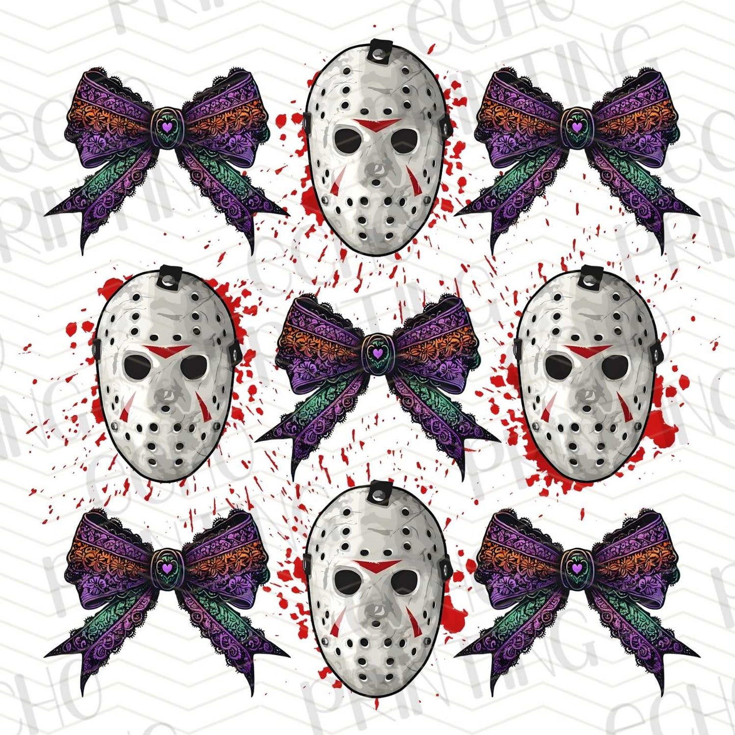 HLW 188 - JN MASKS WITH COLORFUL GLITTERY BOWS PATTERN