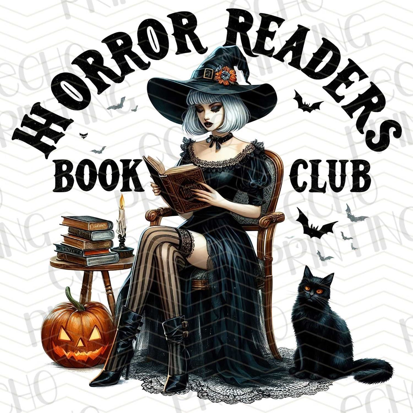 HLW 191 - “HORROR READERS BOOK CLUB” WITCH WITH BOOKS AND CAT