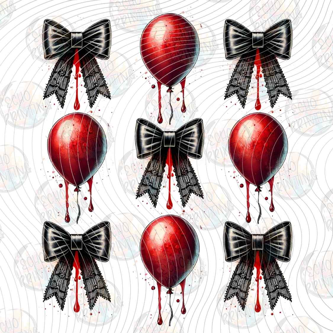 HLW 2092 - RED BALLOON BOW PATTERN