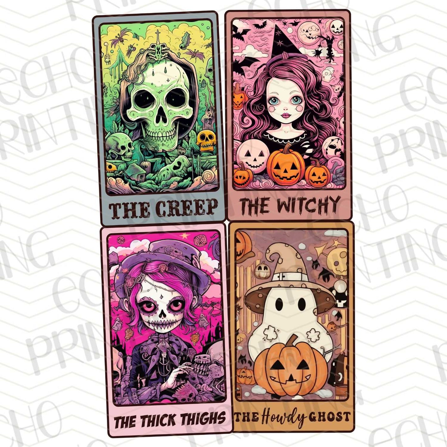 HLW 211 - 4-CARD SET: THE CREEP, THE WITCHY, THE THICK THIGHS, THE FRIENDLY GHOST