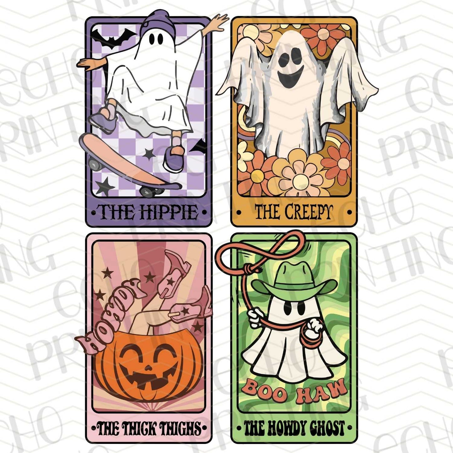 HLW 213 - 4-CARD SET: THE HIPPIE, THE CREEPY, THE THICK THIGHS, THE WICKED WITCH