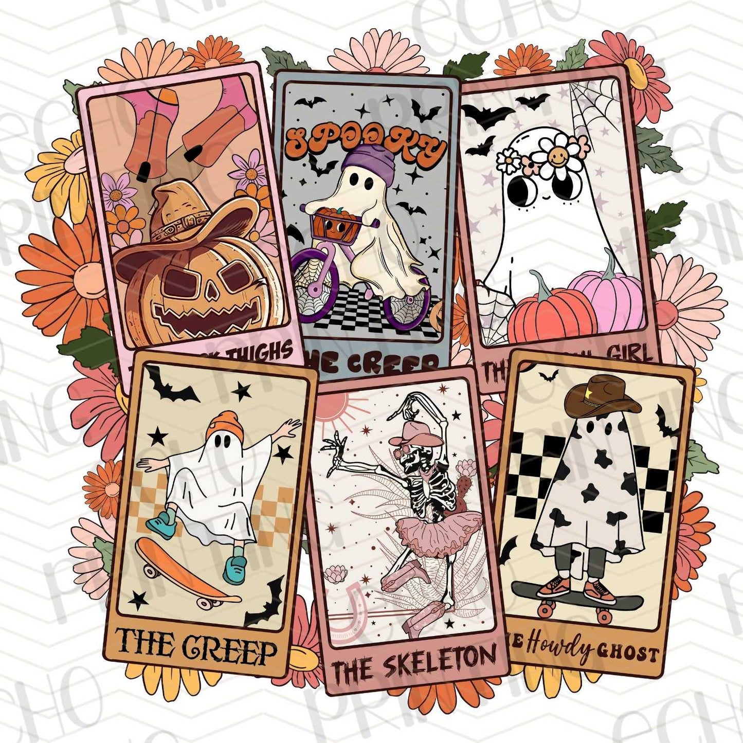 HLW 216 - 4-CARD SET: THE CREEP, THE SKELETON, THE FRIENDLY GHOST, THE GHOUL GIRL