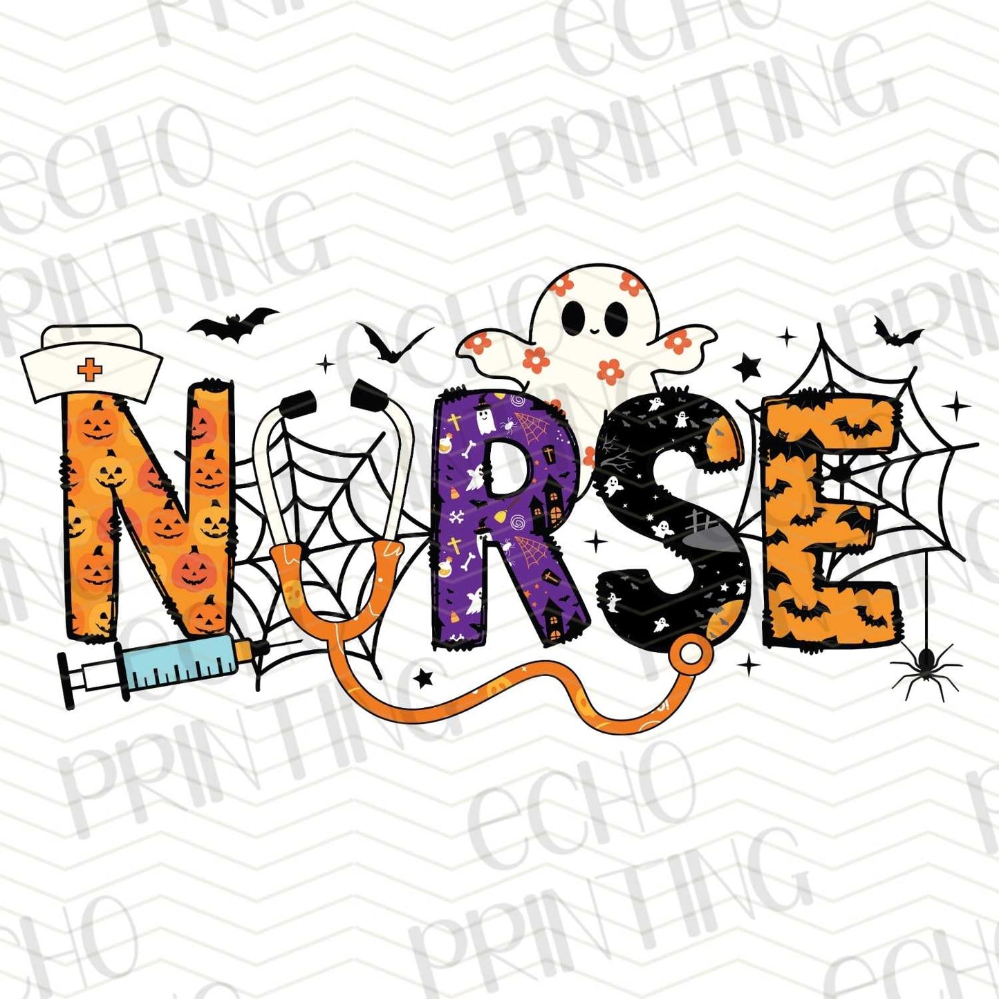 HLW 271 – NURSE – HALLOWEEN STYLE WITH BATS AND SPIDERWEBS