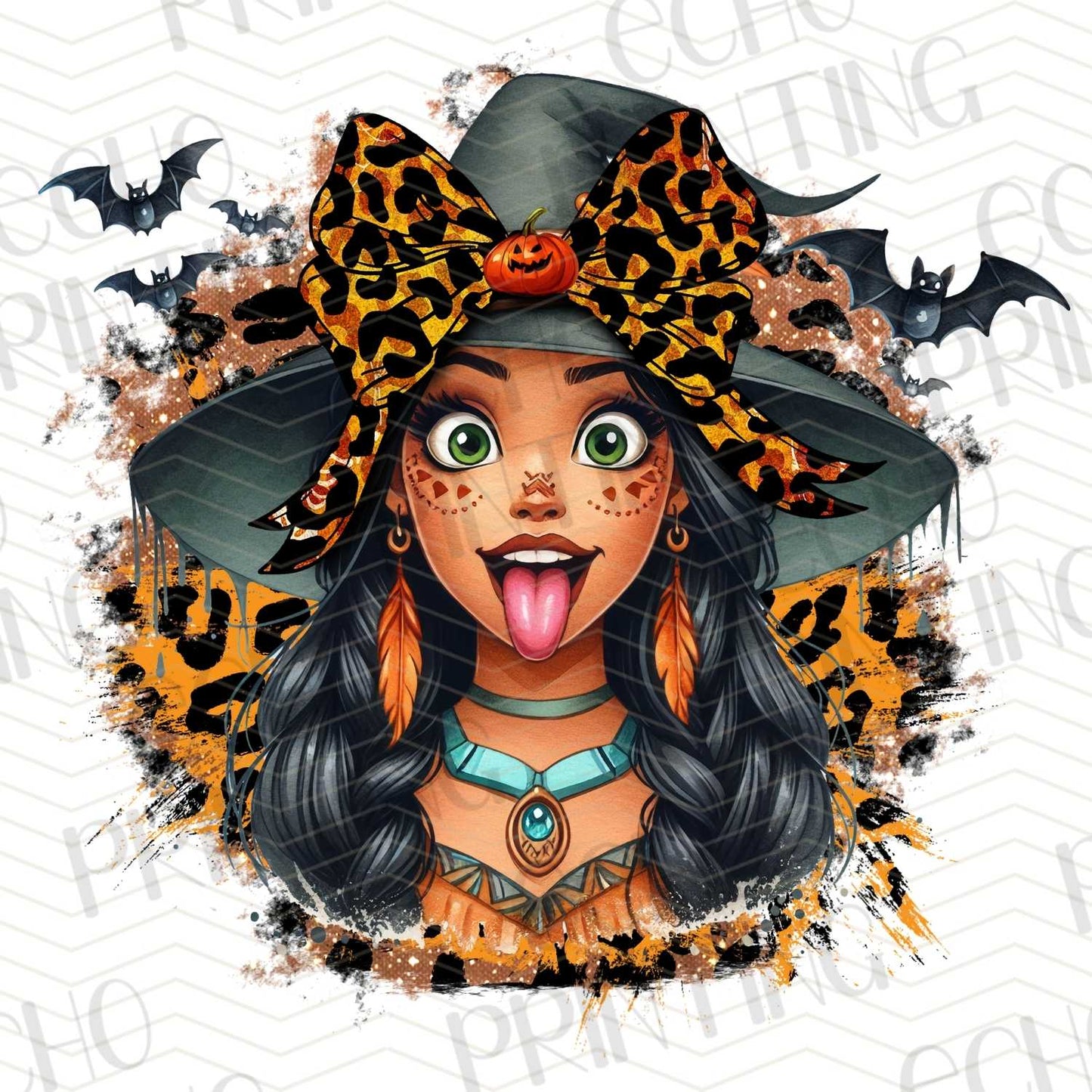 HLW 295 – CUTE WITCH GIRL WITH LEOPARD HAT AND TONGUE OUT