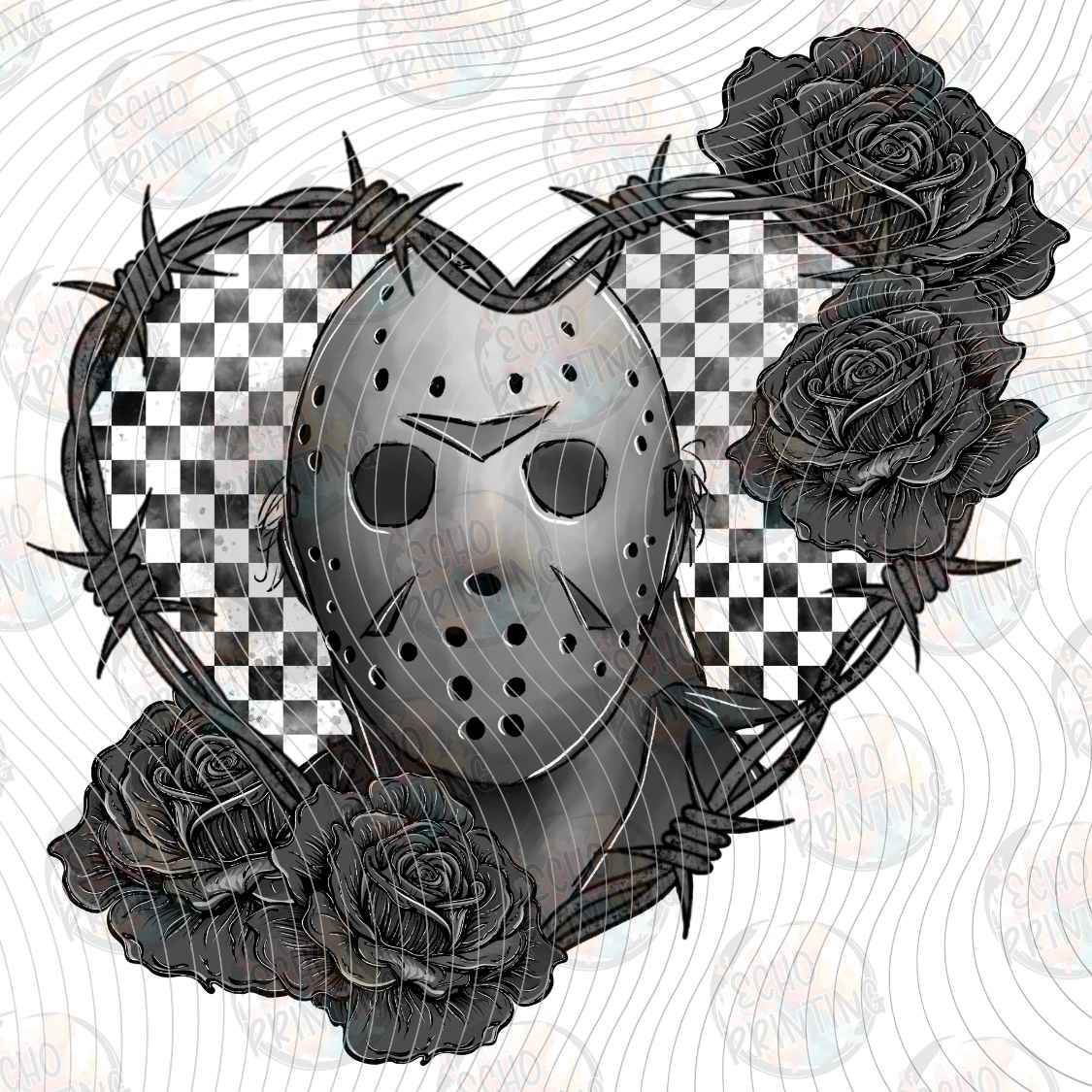 HLW 3842 - GOTHIC HOCKEY MASK HEART