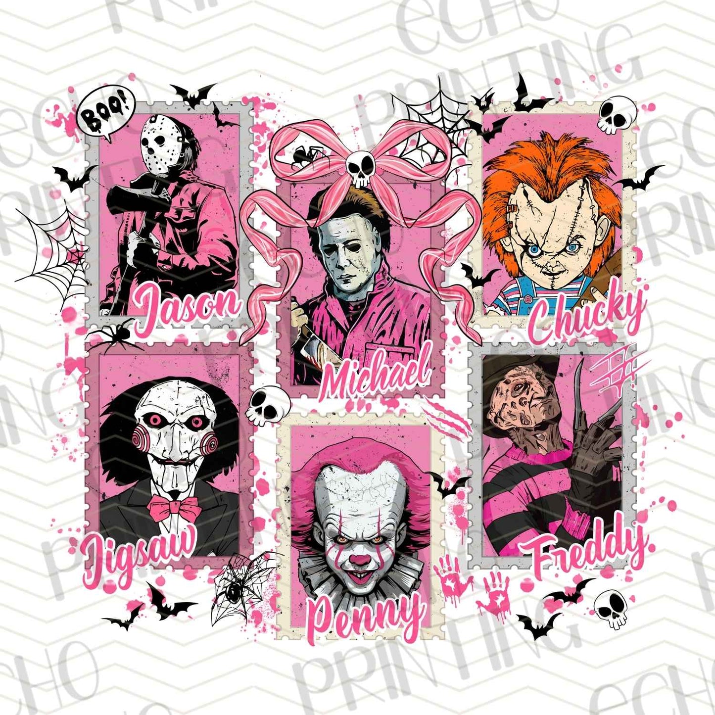 HLW 602 – PINK SCARY CREW STAMP SET